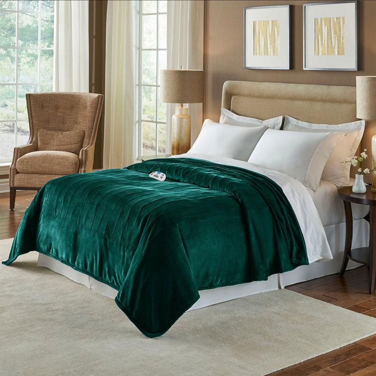 Serta Silky Plush Electric Heated Warming Throw Blanket Pine Wayfair